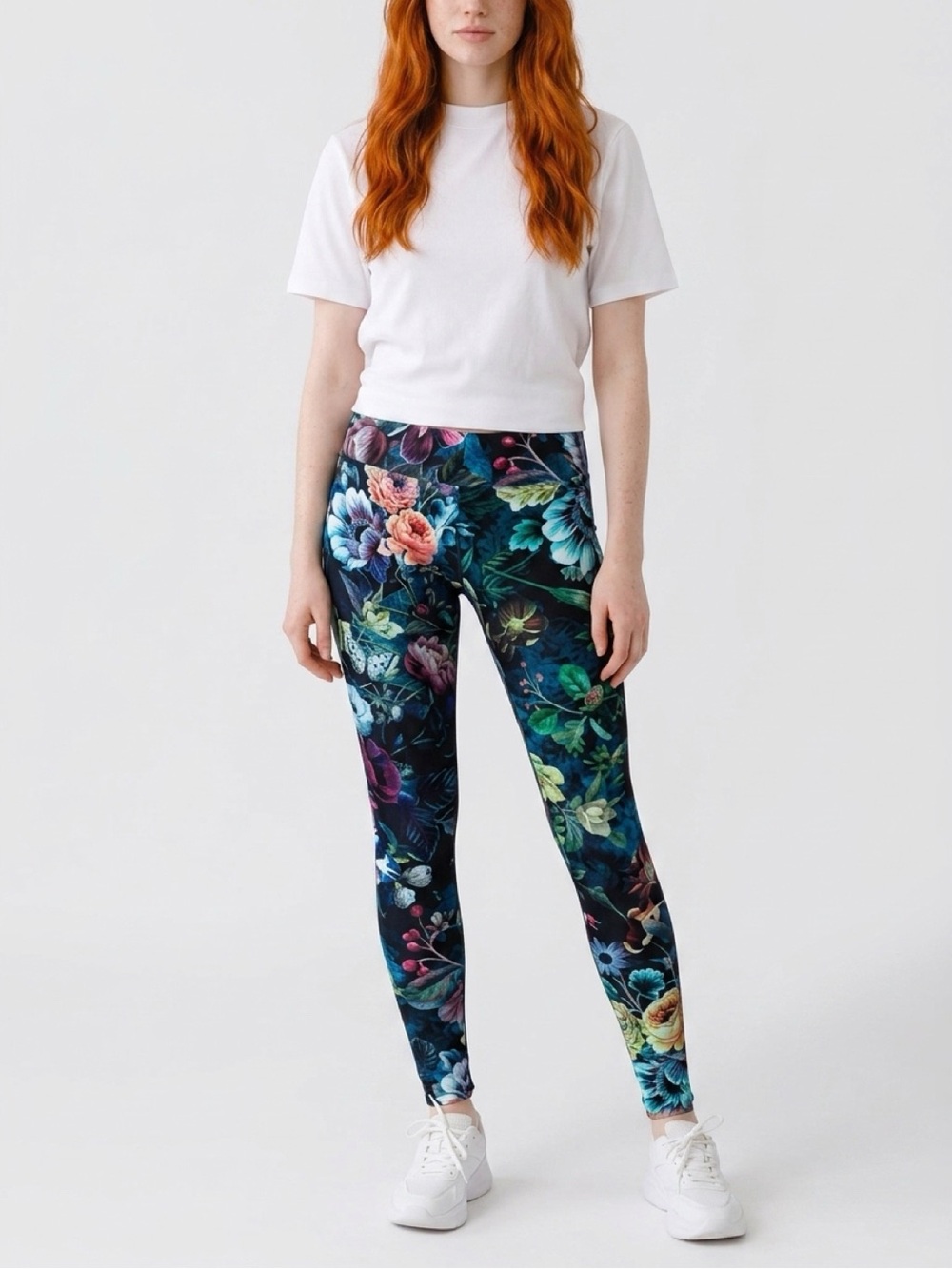 Society6 Navy Floral Leggings